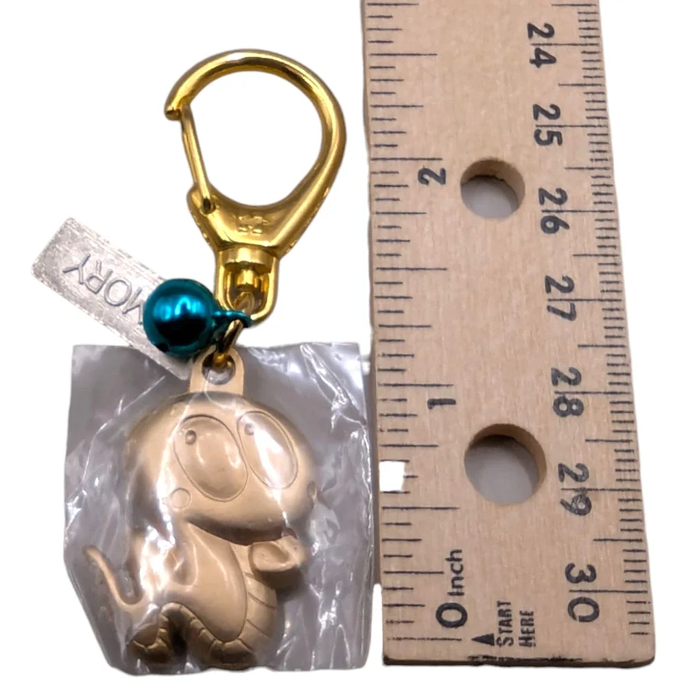 Anime Snake Gold Tone Keychain Zipper Pull Attached Blue Bell Made In Japan - Picture 3 of 3